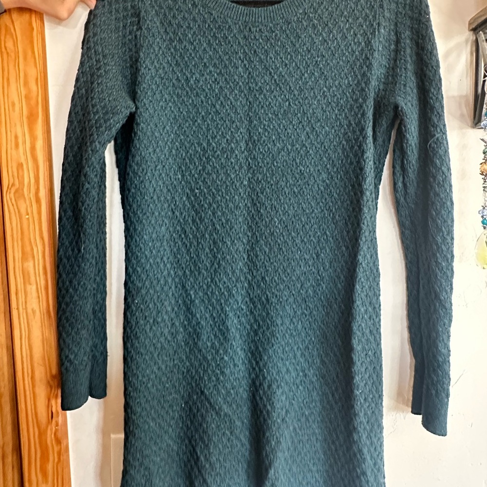 Elegant Teal Knit Sweater Dress